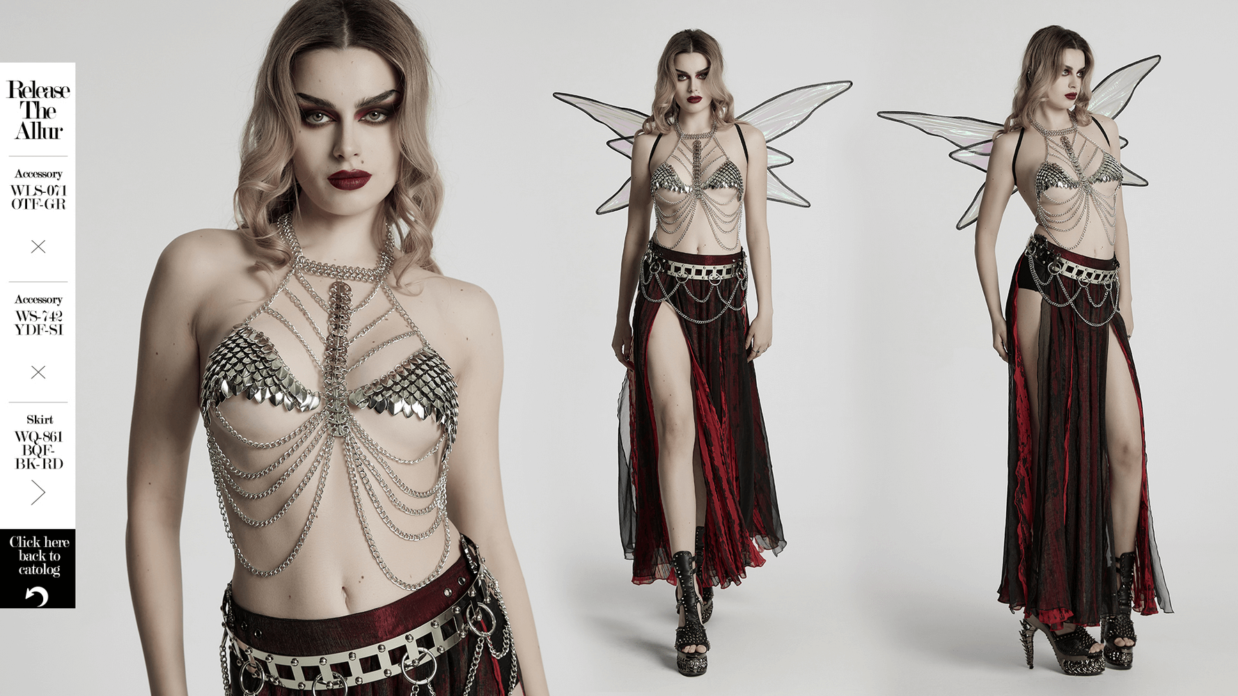 Women's Silver Chain Bra Harness with Dragon Scales