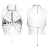 Women's Silver Chain Bra Harness with Dragon Scales