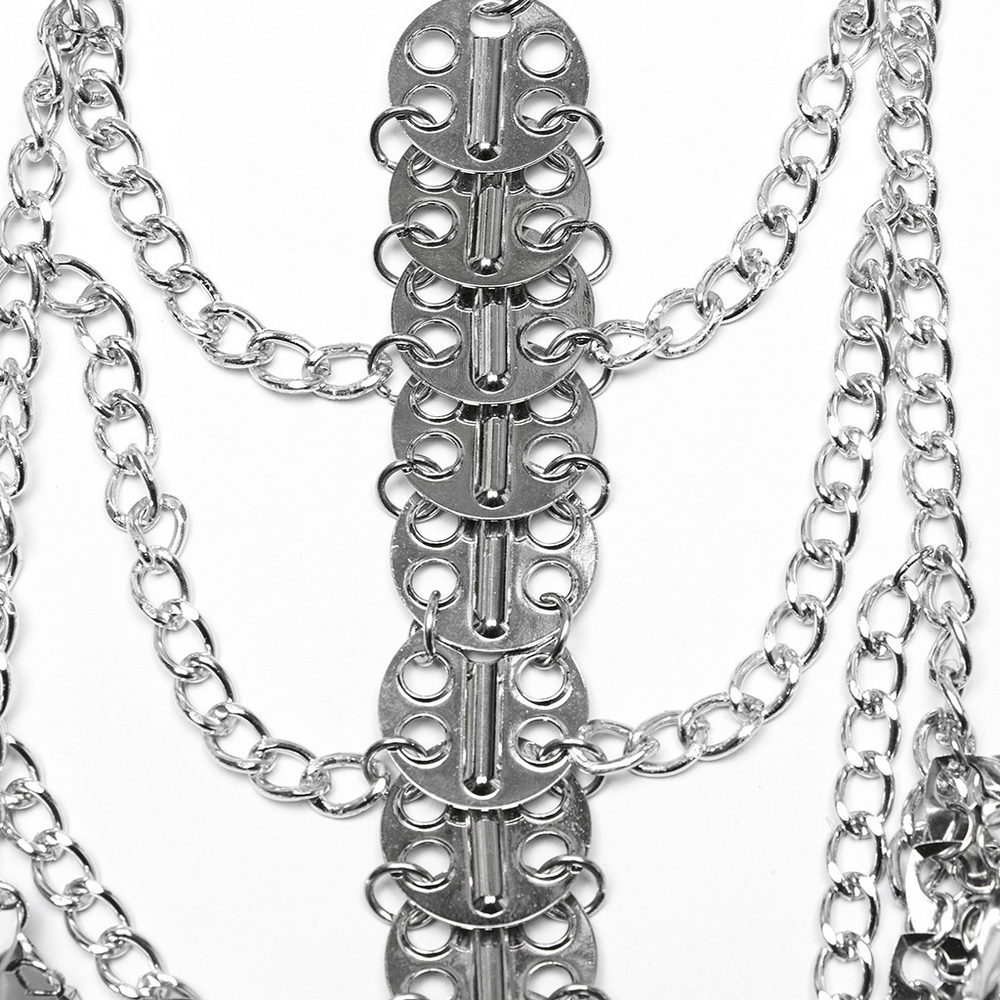 Women's Silver Chain Bra Harness with Dragon Scales