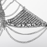 Women's Silver Chain Bra Harness with Dragon Scales