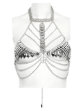 Women's Silver Chain Bra Harness with Dragon Scales