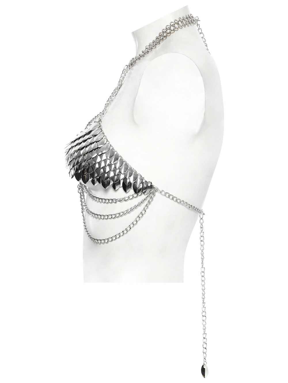 Women's Silver Chain Bra Harness with Dragon Scales