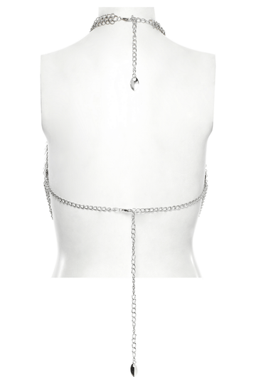 Women's Silver Chain Bra Harness with Dragon Scales
