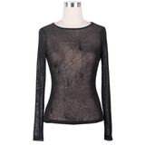 Women's Spider Web Black Top / Punk Rock Mesh Tops