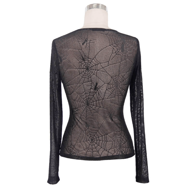 Women's Spider Web Black Top / Punk Rock Mesh Tops