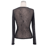 Women's Spider Web Black Top / Punk Rock Mesh Tops