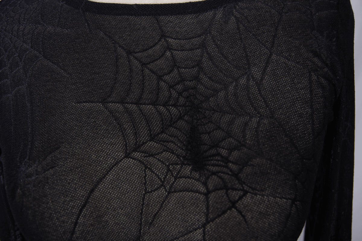 Women's Spider Web Black Top / Punk Rock Mesh Tops