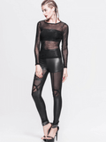 Women's Spider Web Black Top / Punk Rock Mesh Tops