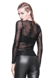 Women's Spider Web Black Top / Punk Rock Mesh Tops