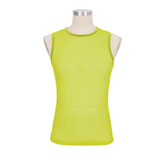 Yellow Men's Sleeveless Mesh Tank: Punk Round Neck Top