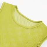 Yellow Men's Sleeveless Mesh Tank: Punk Round Neck Top