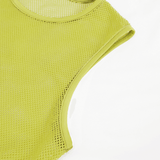 Yellow Men's Sleeveless Mesh Tank: Punk Round Neck Top