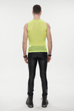Yellow Men's Sleeveless Mesh Tank: Punk Round Neck Top