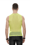 Yellow Men's Sleeveless Mesh Tank: Punk Round Neck Top