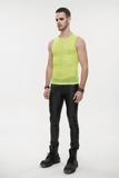 Yellow Men's Sleeveless Mesh Tank: Punk Round Neck Top
