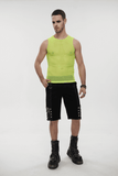 Yellow Men's Sleeveless Mesh Tank: Punk Round Neck Top