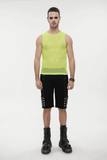 Yellow Men's Sleeveless Mesh Tank: Punk Round Neck Top