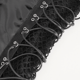 Zip-Front Bodysuit in Sleek Black Vinyl with Lace-Up Detail