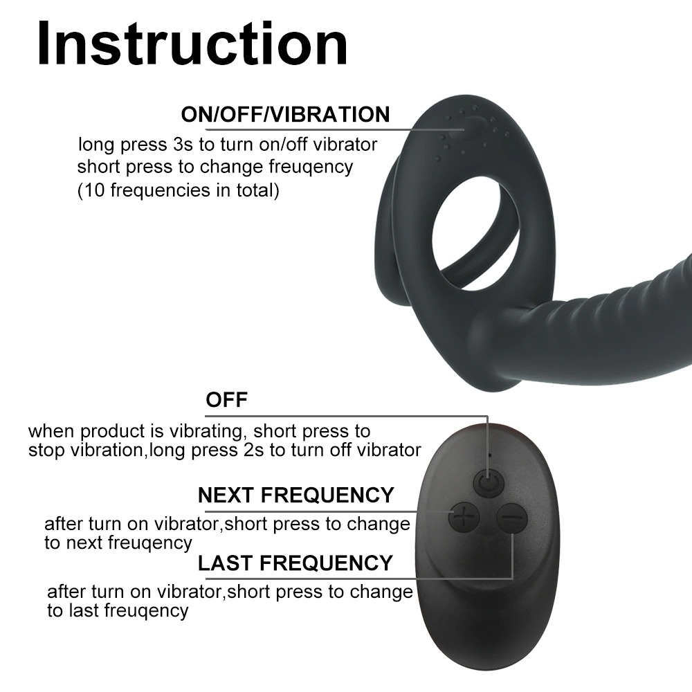 10 Frequency Double Penetration Dildo / Adult Male Bullet Vibrator with Remote Control - EVE's SECRETS
