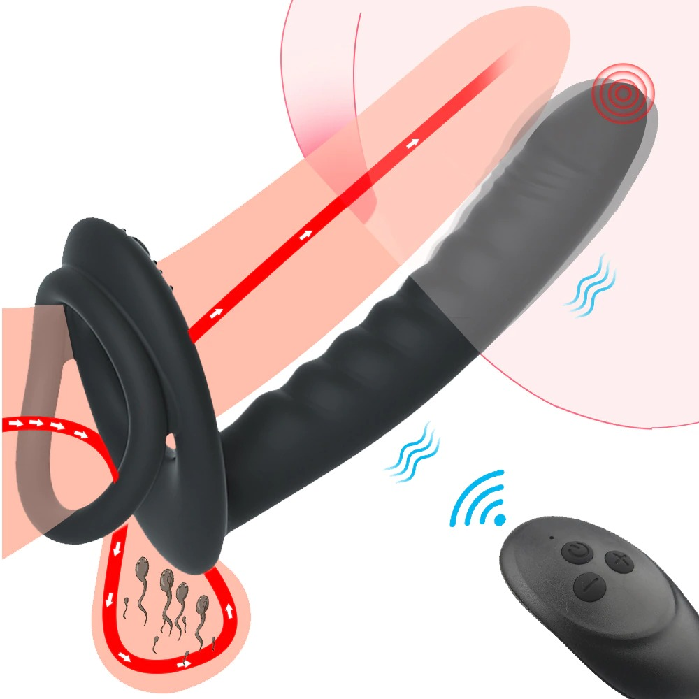 10 Frequency Double Penetration Dildo / Adult Male Bullet Vibrator with Remote Control - EVE's SECRETS