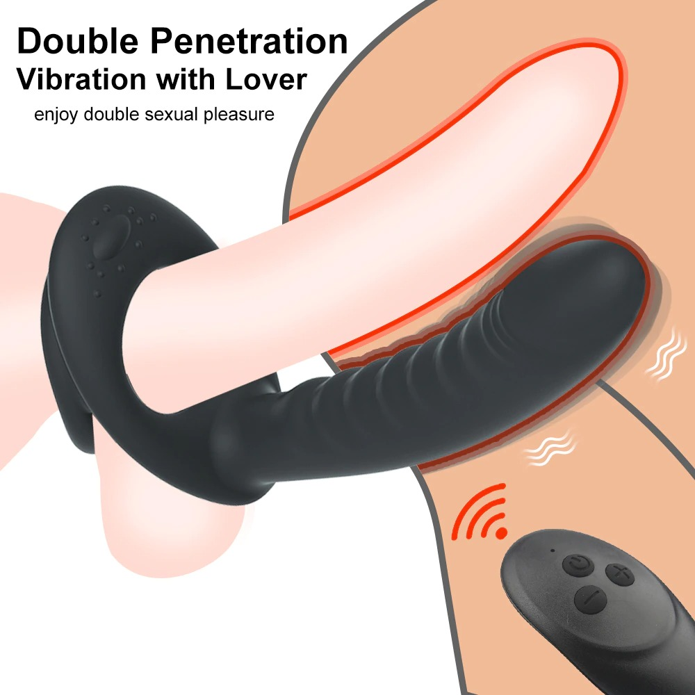 10 Frequency Double Penetration Dildo / Adult Male Bullet Vibrator with Remote Control - EVE's SECRETS