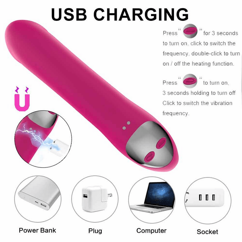10-Speed Heating Double Vibrator For Women / Silicone Clit and G-spot Vibrators / Female Sex Toys - EVE's SECRETS
