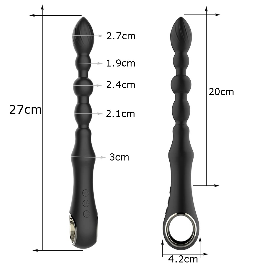 7-Speed Flexible Beaded Anal Vibrator with Heating Function / Unisex Erotic Toys - EVE's SECRETS