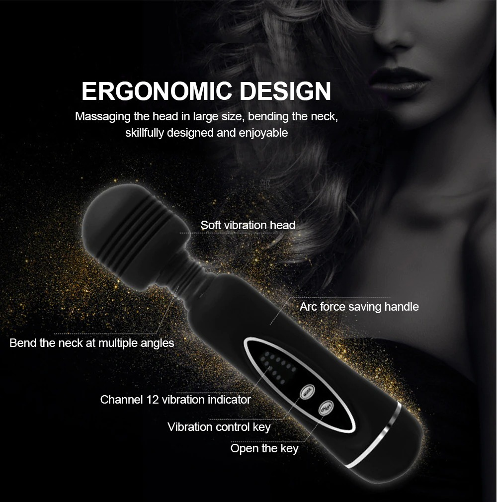 12-Speeds Magic Wand Vibrator for Women / Powerful Clitoral Massager Stick - EVE's SECRETS