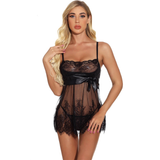 2PC Female Lace Set / Erotic Transparent Clothing With Bows / Sexy Women's G-Strings - EVE's SECRETS
