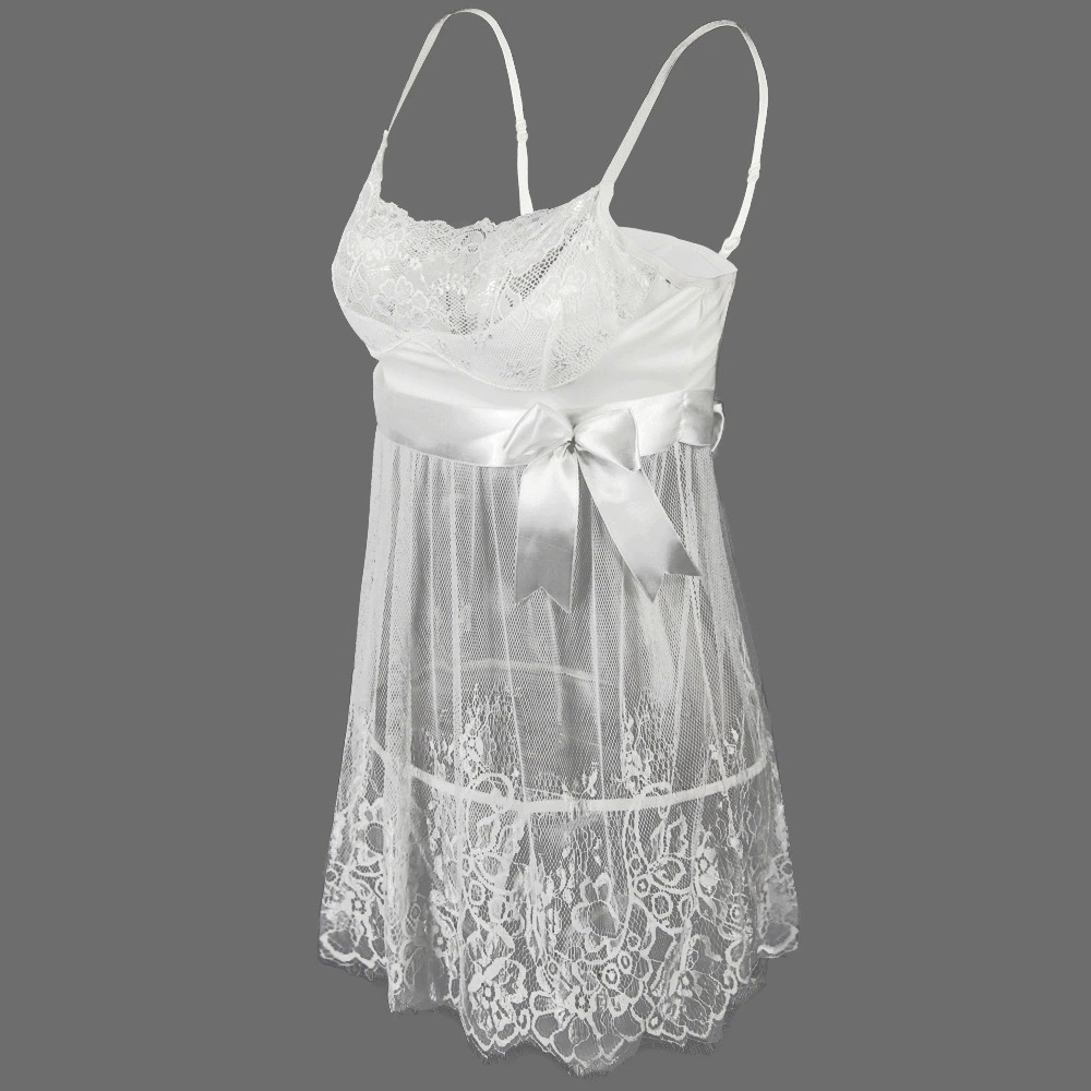 2PC Female Lace Set / Erotic Transparent Clothing With Bows / Sexy Women's G-Strings - EVE's SECRETS