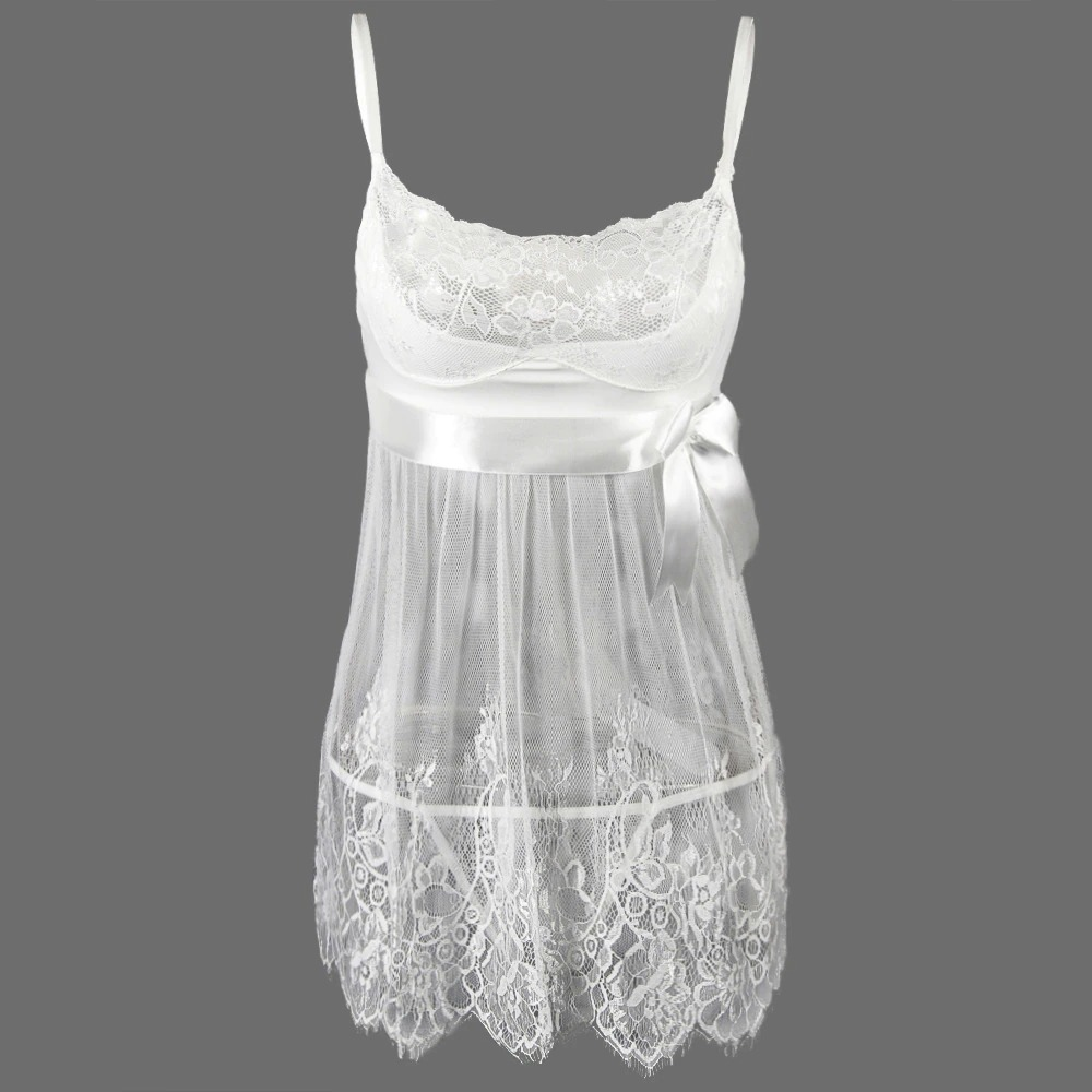 2PC Female Lace Set / Erotic Transparent Clothing With Bows / Sexy Women's G-Strings - EVE's SECRETS