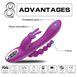 3 in 1 Adult Rabbit Vibrator / G-Spot Vagina Clitoris Stimulator / Female Anal Dildo Vibrator - EVE's SECRETS