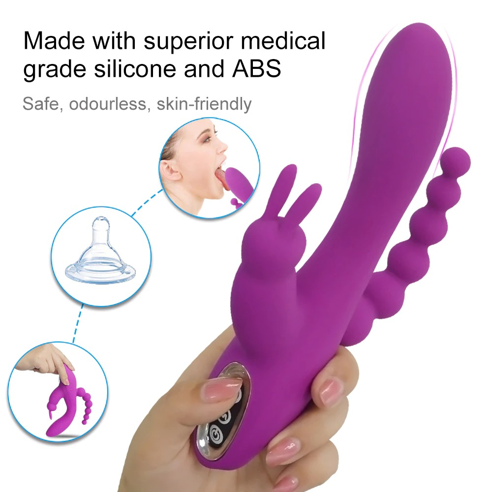 3 in 1 Adult Rabbit Vibrator / G-Spot Vagina Clitoris Stimulator / Female Anal Dildo Vibrator - EVE's SECRETS