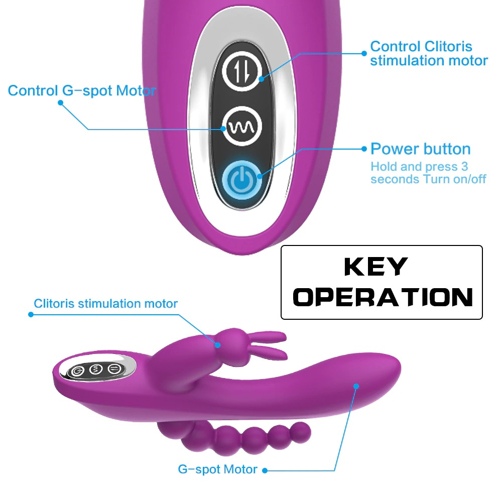 3 in 1 Adult Rabbit Vibrator / G-Spot Vagina Clitoris Stimulator / Female Anal Dildo Vibrator - EVE's SECRETS
