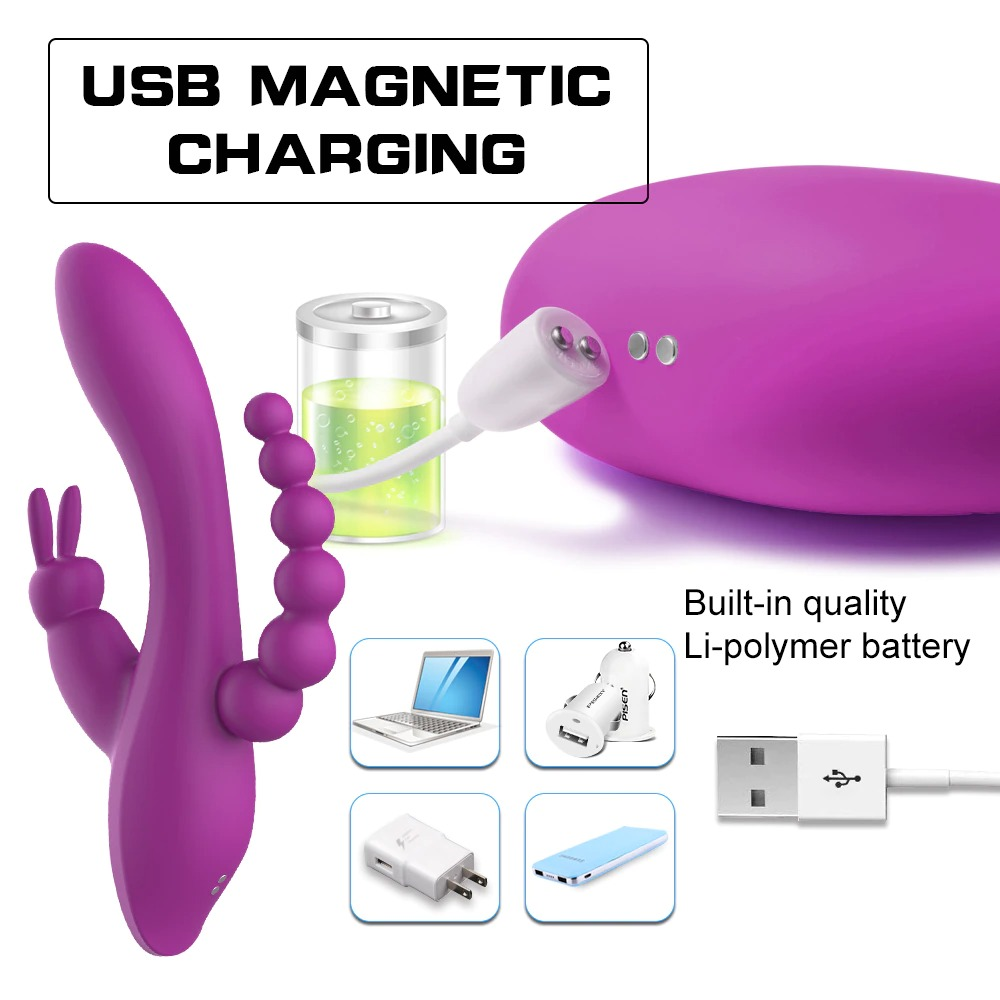 3 in 1 Adult Rabbit Vibrator / G-Spot Vagina Clitoris Stimulator / Female Anal Dildo Vibrator - EVE's SECRETS