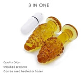 3pcs/Set Adult Anal Plug Toys / Dildo Yellow Glass Butt Plug / Women Sex Toy - EVE's SECRETS