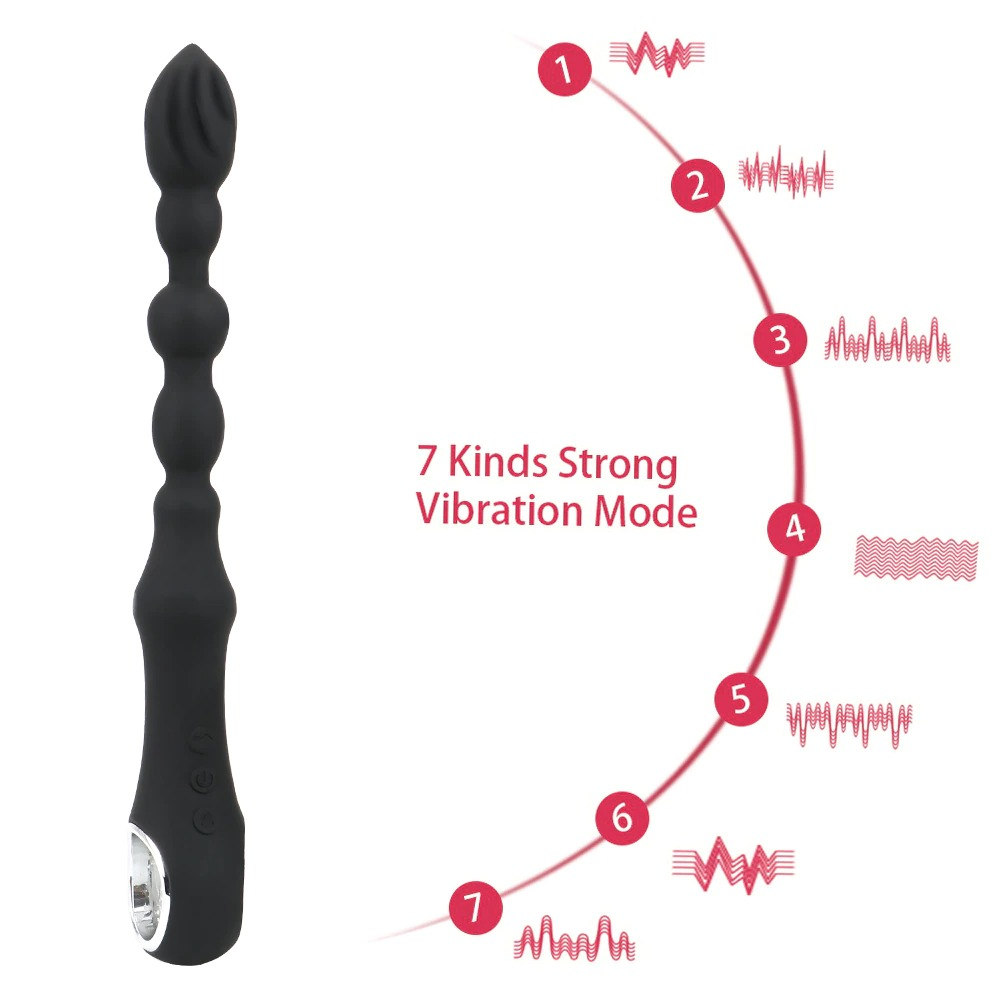 7-Speed Flexible Beaded Anal Vibrator with Heating Function / Unisex Erotic Toys - EVE's SECRETS