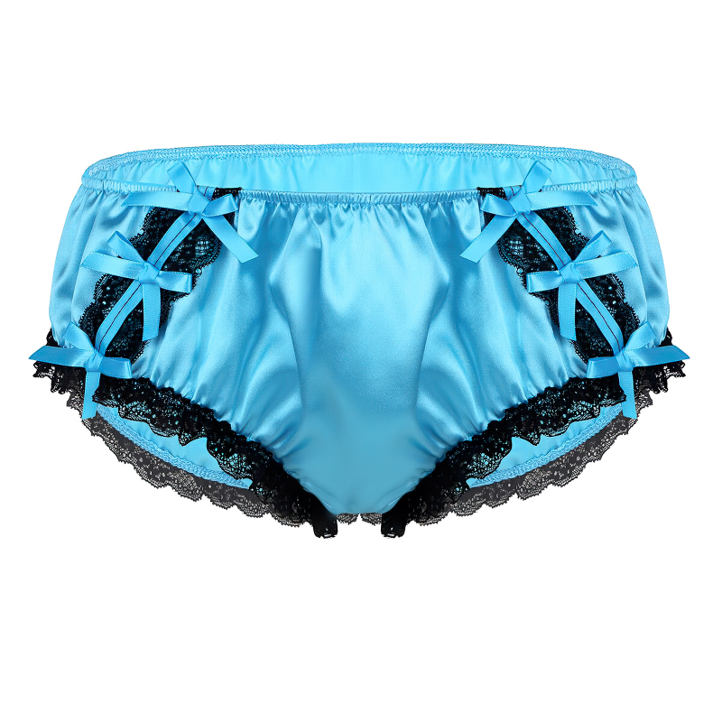 Men's Sissy Ruffled Lace Panties / Shiny Satin Low Rise Stretchy Gay Bikini Jockstraps - EVE's SECRETS