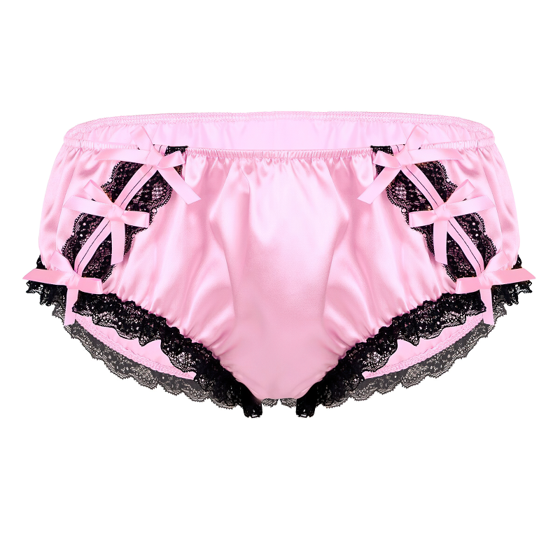 Men's Sissy Ruffled Lace Panties / Shiny Satin Low Rise Stretchy Gay Bikini Jockstraps - EVE's SECRETS