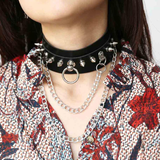 Adjustable Studded Choker with Two Chains / Sexy BDSM Collars - EVE's SECRETS