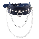 Adjustable Studded Choker with Two Chains / Sexy BDSM Collars - EVE's SECRETS