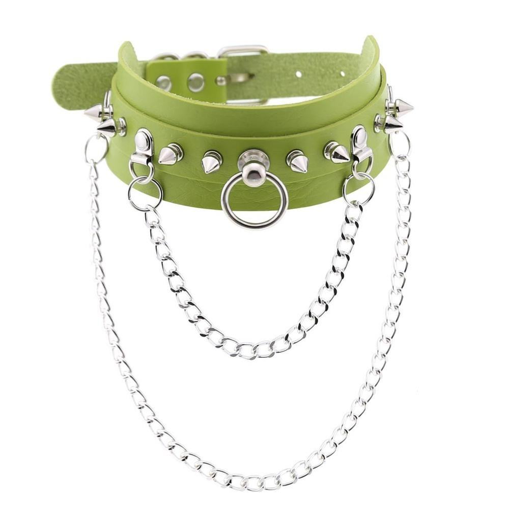 Adjustable Studded Choker with Two Chains / Sexy BDSM Collars - EVE's SECRETS
