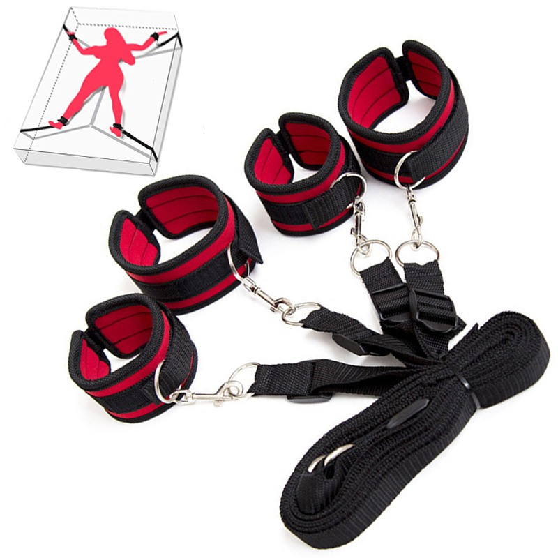 Adjustable Under Bed Restraints for BDSM Erotic Games / Handcuffs and Ankle Cuffs - EVE's SECRETS