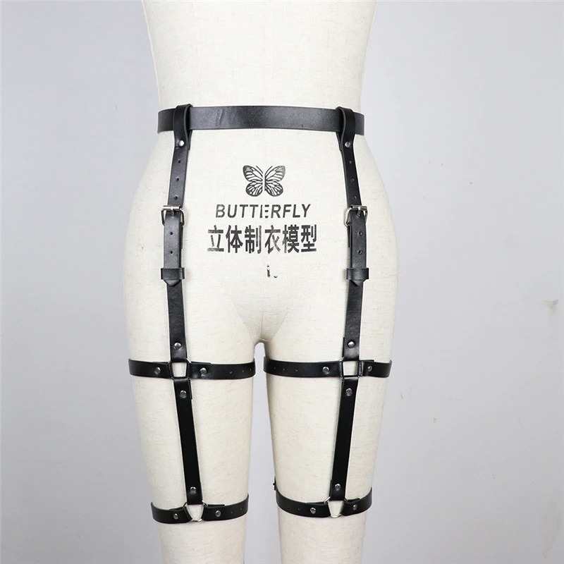 Adult Fetish Accessory for Ladies / PU Leather Body Harness for Women / Bondage Garter Belt for Legs - EVE's SECRETS
