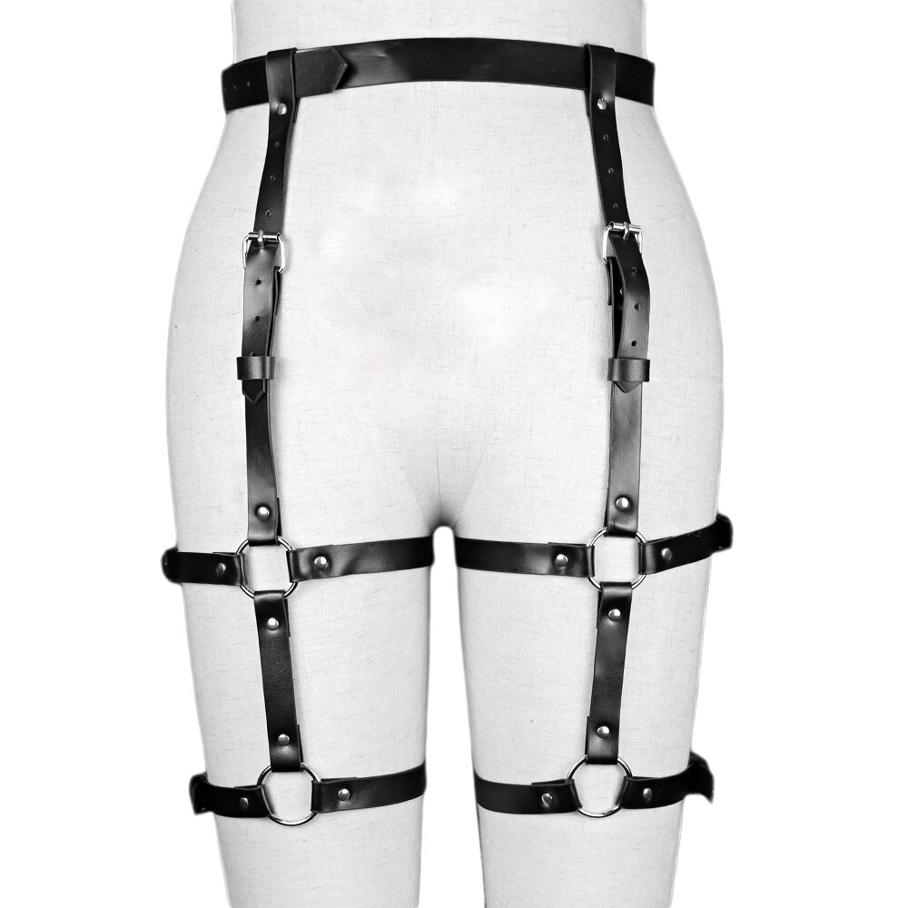 Adult Fetish Accessory for Ladies / PU Leather Body Harness for Women / Bondage Garter Belt for Legs - EVE's SECRETS