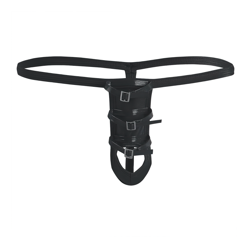 Adult Men's Exotic Faux Leather Sexy Lingerie / G-String Male Underpants With Elastic Penis Hole - EVE's SECRETS