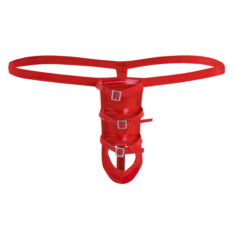 Adult Men's Exotic Faux Leather Sexy Lingerie / G-String Male Underpants With Elastic Penis Hole - EVE's SECRETS