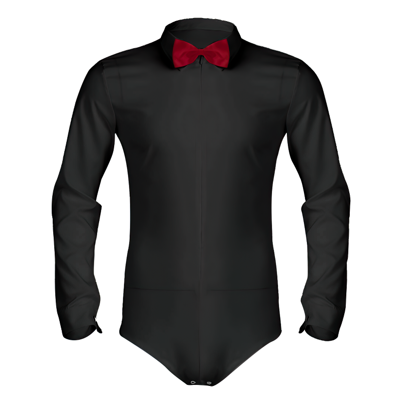 Adult Men's Modern Slim Fit Dancewear / Bodysuit Shirt with Bowtie Turn-down Collar and Front Zipper - EVE's SECRETS