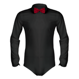 Adult Men's Modern Slim Fit Dancewear / Bodysuit Shirt with Bowtie Turn-down Collar and Front Zipper - EVE's SECRETS