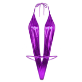 Adult Shiny Female Bodysuits / Sexy Wet Look Lingerie with Lace-up - EVE's SECRETS